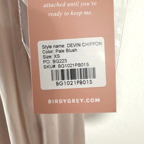 Birdy Grey Devin Convertible Chiffon Long Dress Gown Pale Blush Pink Extra Small - Picture 7 of 16